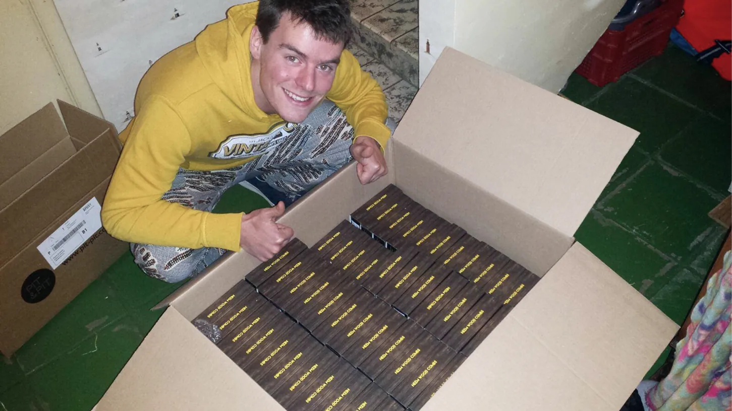 Gus with a box of the first orders