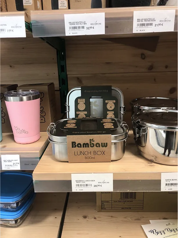 Bambaw lunch box on a retail shelf
