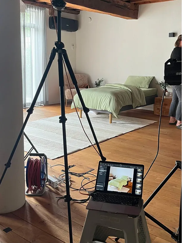 Cozy bedding photoshoot