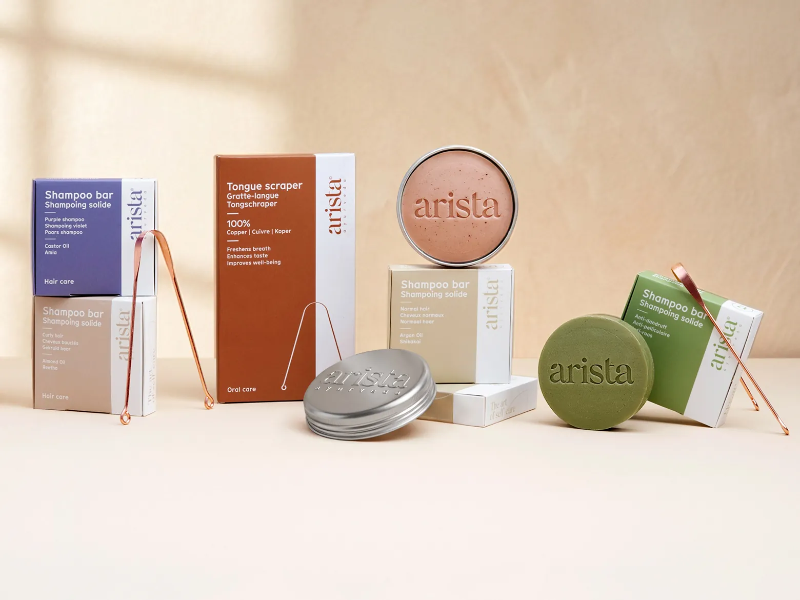 Arista shampoo bars and copper tongue scrapers